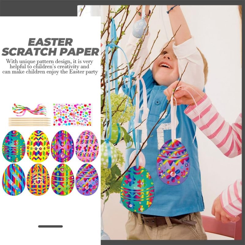 Healifty Easter Scraper Set with 8 Easter Eggs Creative Craft