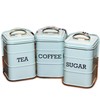 Darthome Retro Blue Tea Coffee Sugar Canisters Vintage Metal Square