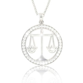 Pavel ́S Silver Necklace Zodiac Sign Libra from the ECLIPSE Collection, 925 Necklace with Shiny Cubic Zirconia, Includes Jewellery Box and Certificate of Authenticity