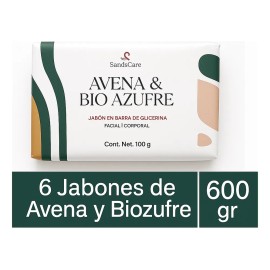 Jabón Artesanal Avena & Biozufre 6 Pz De 100g C/u