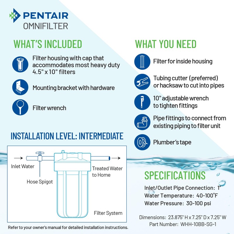 Pentair OMNIFilter Whole Home 10" Heavy-Duty Big Blue Water Filtration