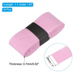 PATIKIL 43.3" Tennis Racket Grip Tape, 9 Pack PU Overgrip Perforated Absorbent Non-Slip for Badminton Fishing Rod, Light Pink