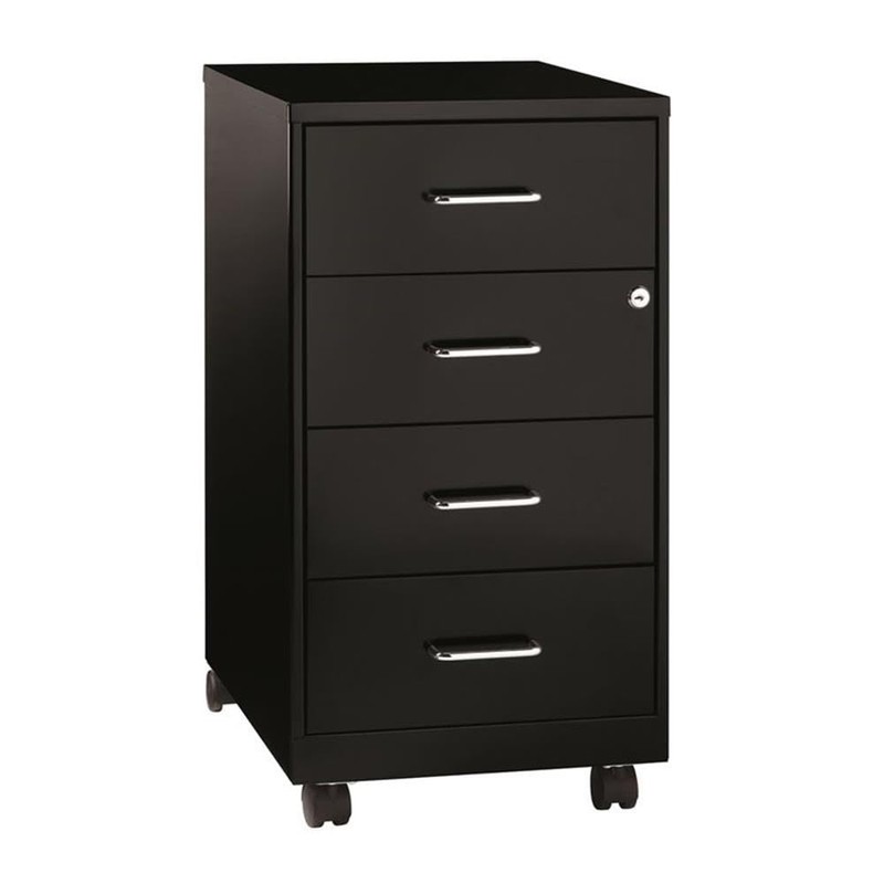 Pemberly Row Contemporary 18" Deep 4 Drawer Metal Mobile Organizer