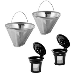 Coffee Filter for Ninja Dual Brew Coffee Maker, 2 Pack K Cup Reusable Coffee Pods and 2 Pack Coffee Maker Filter for Ninja Dual Brew CFP301 CFP307 Coffee Maker