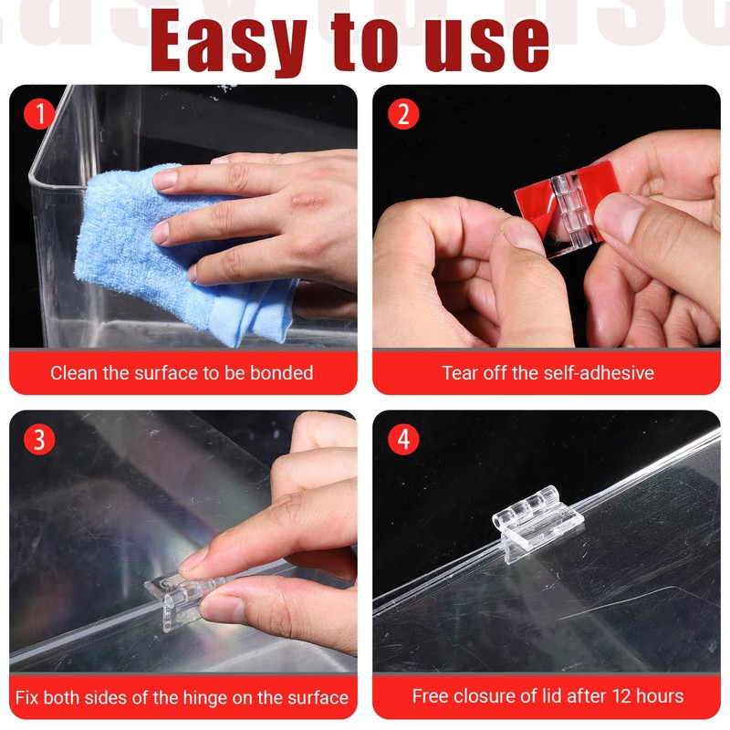 8PCS Small Clear Plastic Hinges Acrylic Small Hinges Self-Adhesive Acrylic