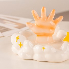 Glazery Jewelry Tray Trinket Dish for Women, Ceramic Ring Holder Dish, Unique Cloud Shape Vanity Tray, Jewelry Plate Bowl Cute Stuff Aesthetic Room Dresser Decor, Mother's Day Birthday Gifts