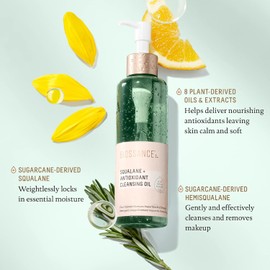Biossance Escualano + aceite limpiador antioxidante. Aceite facial ligero limpia profundamente en los poros, elimina el maquillaje e hidrata la piel. Para todo tipo de piel (6.7 oz)