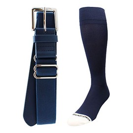 MadSportsStuff Pro Line Softball Socks and Belt Combo (Navy, Small)