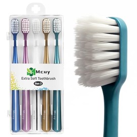 cepillo para polvo de dientes ultra suave para adultos y dientes sensibles | Eliminación suave de la placa | Agarre Ergo antideslizante, paquete de 3