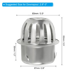 PATIKIL Dome Gutter Guard Filter, 304 Stainless Steel Downspout Strainer, Anti-Blocking Outdoor Gutter Cleaning Tool for Stops Leaves Debris, Fits 2.8-3 Inch