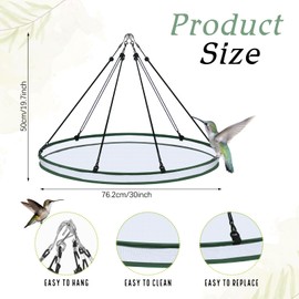 FoldTier 1 Piece Universal Wild Bird Seed Catcher Hanging Hoop Platform Bird Seed Catcher Tray for Hummingbird Feeders Bee Feeder Outdoor Garden Accessories (30 Inch)