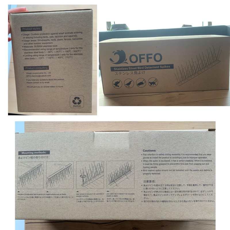 OFFO Brown Bird Spikes Pre-Assembled for Pigeons Birds, Cover 10