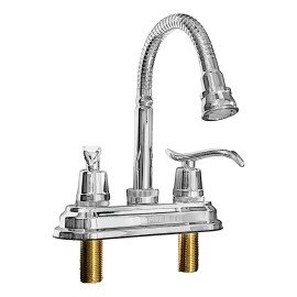 Mezcladora Para Lavabo Cuello Flexible Cromada Marca Meer Acabado Cromado Color Plateado