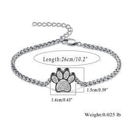 QGJNSGC Paw Urn Bracelet for Ashes Dog Cat Pet Paw Print Cremation Jewellery for Pet Ashes Animal Keepsake Memorial Charm Pendant Bracelet