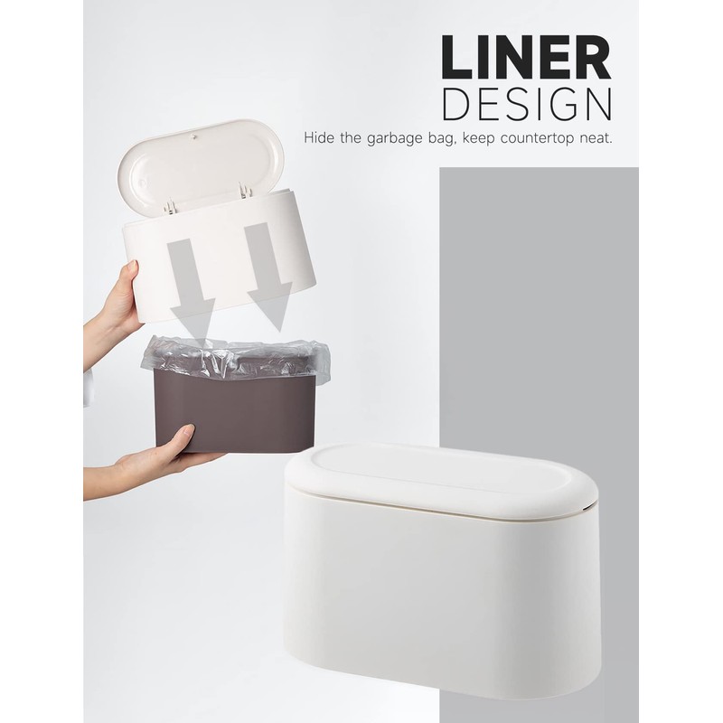 MONGTINGLU Mini Trash Can with Lid Removable Small Garbage Can,