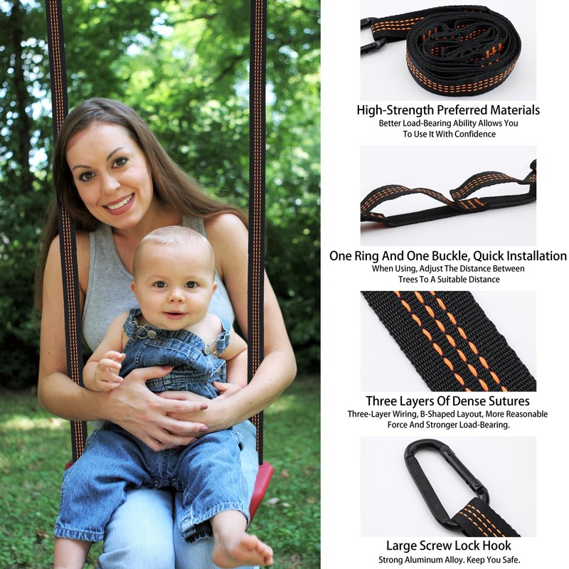 2pcs Hammock Straps, 2m Tree Swing Straps, Hammock Straps Maximum