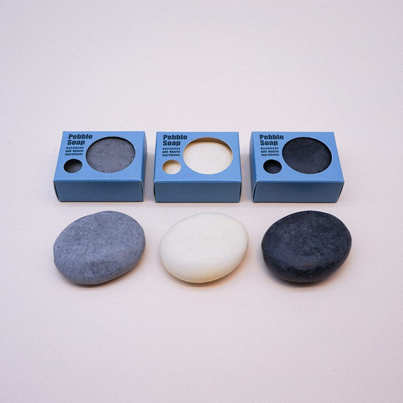 Handmade Plain Colour Pebble Soap (Grey)
