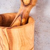Mortar Height 12 cm Olive Wood Mortar Pestle Cylindrical Wood