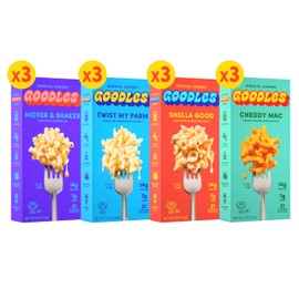 Goodles Mac & Cheese Assortment 12 Pack, 6oz - 14g Protein, 6g Fiber with Prebiotics, 21 Nutrients and Made w/REAL Cheese! | Clean Label Certified