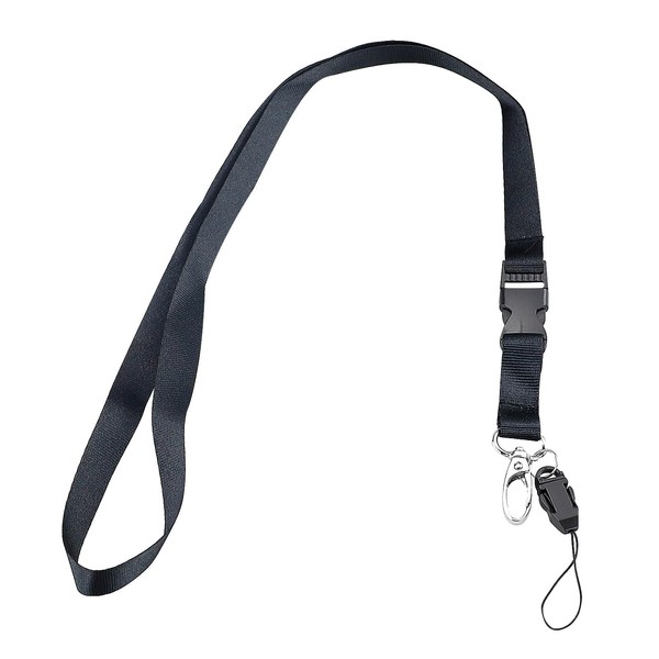 1 Pcs Black Neck Lanyard Strap with Detachable Buckle and