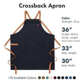 hedley & bennett Crossback Apron - Crossback Chef Apron with Pockets - 100% Cotton Twill, 8oz - Midnight Blue