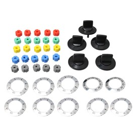 BQLZR 49x30mm Black Replacement for Electrical Knob Kit Range Knob Replacement Knob Handle Kit with Universal Insert Adapters for Oven/Range/Burner Replace Pack of 5