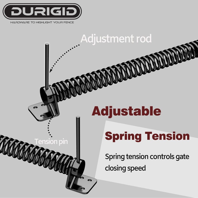 DURIGID 11-1/2" Black Self-Closing Gate Spring for Lighter Wood Vinyl