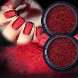2 Jars Red Chrome Nail Powder Set, Reflective Glitter Metallic Mirror Effect for Nails Art Design 3D Holographic Red Pigment Dust Decorations