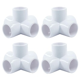 Marvexi 4Pcs 1/2 Inch 5 Way Pvc Connectors, White Furniture Grade Tee Pvc Fittings 0.5" Elbow for DIY Shelf, Frame