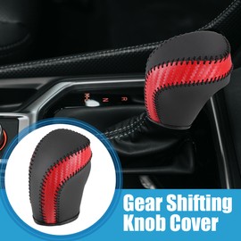 A ABSOPRO Car Gear Shifting Knob Cover for Toyota Camry Red Black Stitches