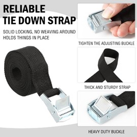 Lashing Strap Fastening Strap 4 Pieces Lashing Straps with Clamping Lock Lashing Strap Fastening Strap Clamp Fastening Straps for Car, Bicycle, Sack Truck, Motorcycle, Luggage 2.5 cm x 3 m