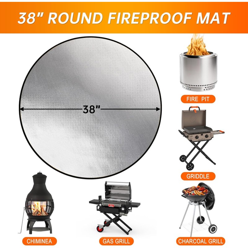 DocSafe 38 x 38 inches Round Fire Pit Mat, Upgraded