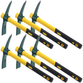 Lothee 6 PCS Pick Mattock Hoe 15 Inch Heavy Duty 1.5Lbs Forged Garden Pick Axe with Rubber Non-Slip Handle Weeding Mattock Hoe Agriculture Hand Tools for Weeding Cultivating Camping or Prospecting