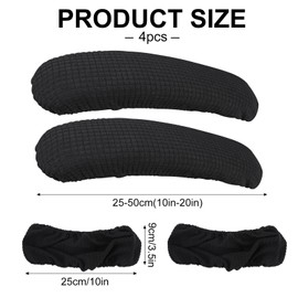 4 Pcs Office Arm Covers - Removable, Stretchable, Washable Elastic Slipcover Protector Sleeve for Office Chair (Black)