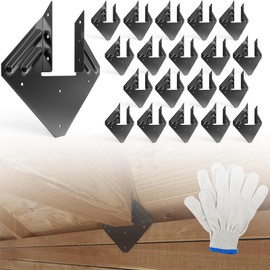 20pcs Hurricane Ties for Rafter, 14-Gauge Hurricane Straps Brackets Fit 2x4, 2x6 Truss to Rafter Connector, Hot Dip Galvanized Black Joist Hangers for Roofing Wood Timber, Hurricane Clips with Gloves