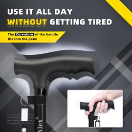 BigAlex Folding Cane,Adjustable Collapsible Cane,Foldable Walking Cane for Men,Women,Lightweight,Adjustable,Portable Hand Walking Stick - Balancing Mobility Aid - Sleek, Comfortable T Handles