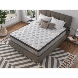 Assembled in USA - 10" Twin Diamond Innerspring Hybrid and Cooling Gel Memory Foam Mattress, Pressure Reliefcolor: White