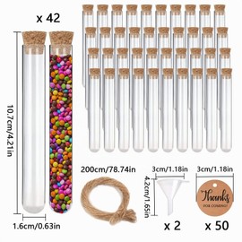 GZGXKJ 42 Pcs Provette con Tappi in Sughero Provette in Plastica 16 x 100mm