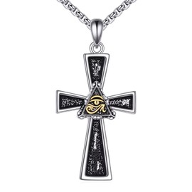 SHEAISRS Ankh Necklace for Women Eye of Horus Necklace 925 Sterling Silver Mythology Paganism Egyptian Necklace Jewelry for Men Women