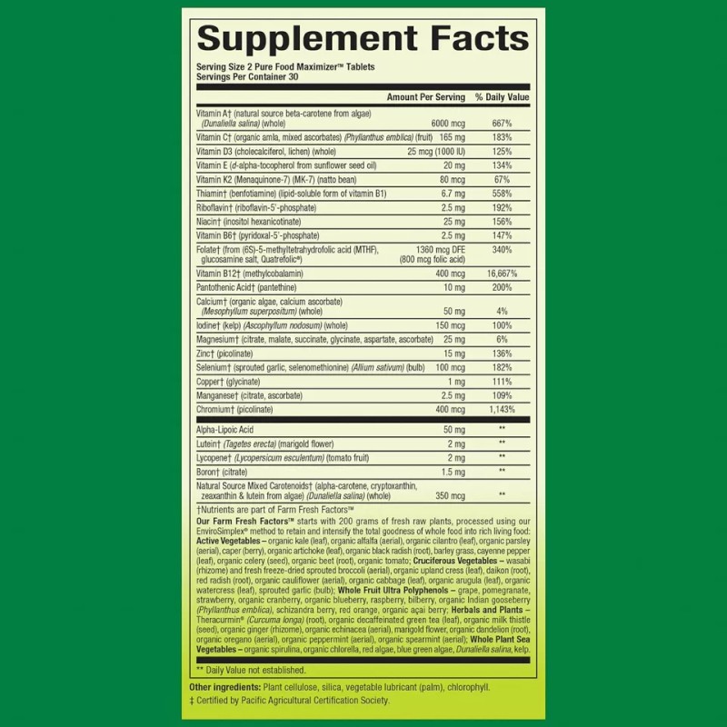 Natural Factors Whole Earth&Sea Pure Food Women's 50+Multivit&Mineral,60 Tabs