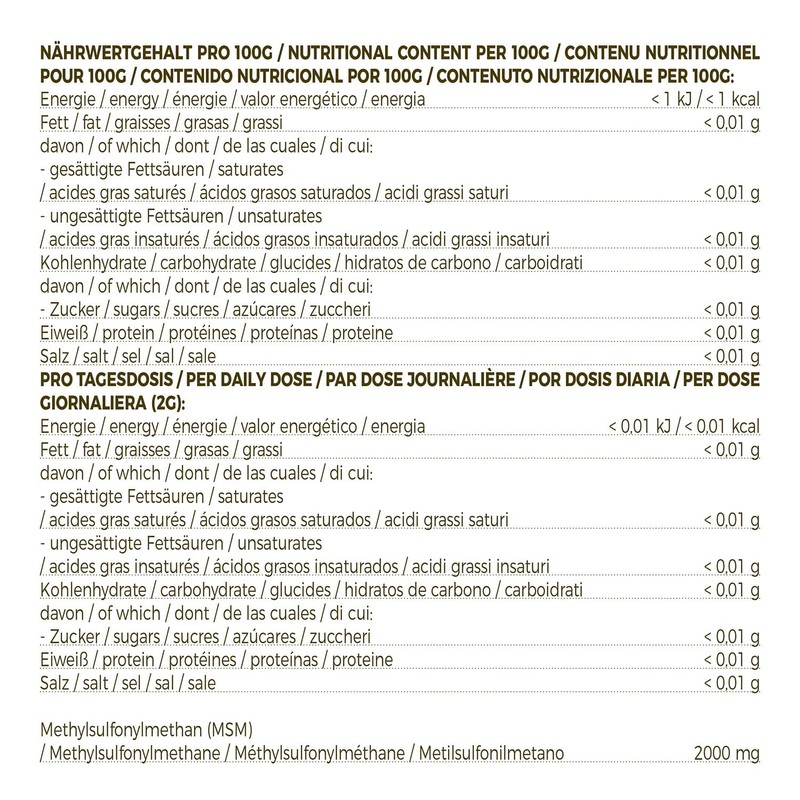 Meavita MSM Powder 99.9% Pure (1 x Pack of 1000g) Methylsulfonylmethane