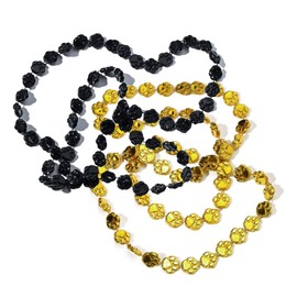 Anderson's Black and Gold Paw Beads, 38 Inches, Set of 24, Fan Gear, Birthdays, Homecoming, Game Days, Sports Fan Gear,School Spirit, Football Cheerleader Accessories
