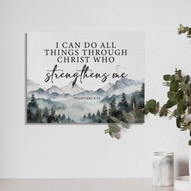BIWSHA Christian Wall Art, I Can Do All Things Through Christ who Strengthens me Wall Decor, Philippians 4:13 Religious Christian Wall Art Scripture Decor, Bible Inspirational Decor, 11x14