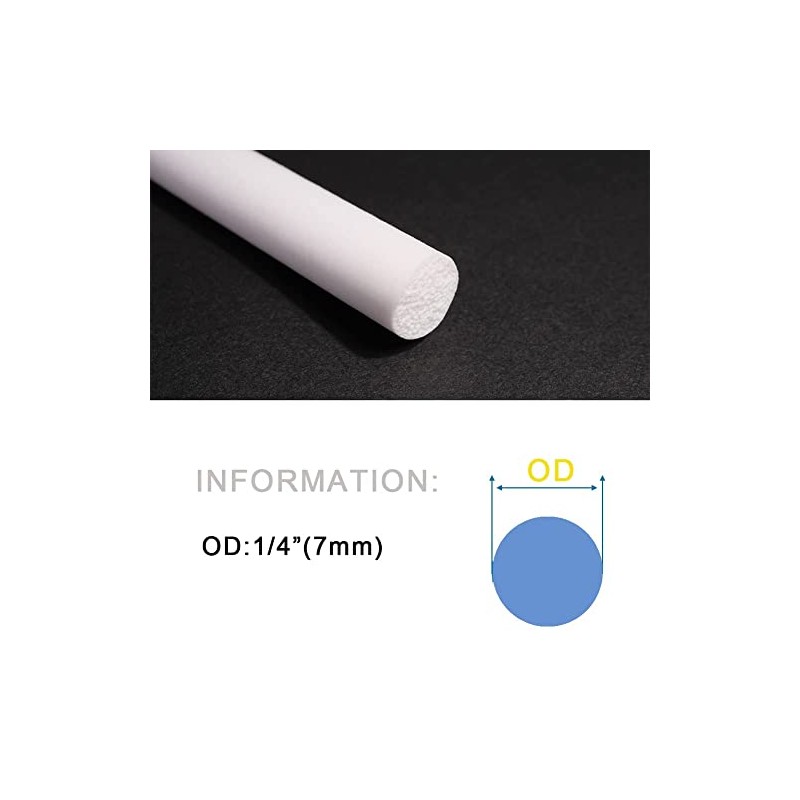 Ququyi Silicone Foam Strip, (1/4" Dia) Soundproofing Windows Sealing Strip,