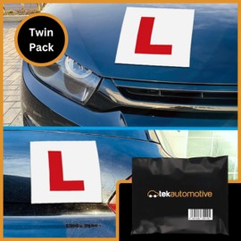 Tek Automotive 2 Pack Fully Magnetic L Plates for Car UK | Approved Legal Size | 100% Weatherproof Non Scratch Magnetic Learner Plates | Car Accessories for Learner Drivers