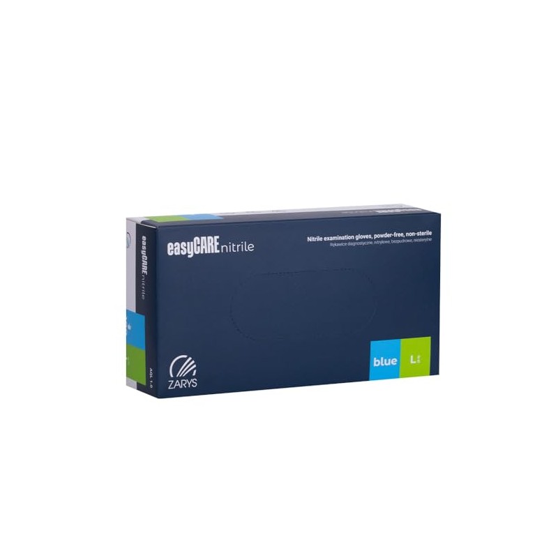 EASYCARE Nitrile Gloves, Pack of 100, Large, Blue/Box of 100