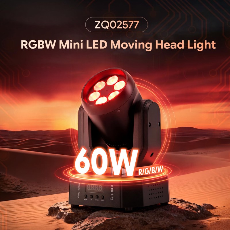 ZEMOJ 60W Mini dj Moving Head Lights, RGBW Stage Wash