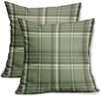 Sage Green Spring Plaid Pillow Covers 16x16 Set of 2