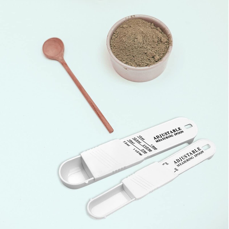 Jagowa 2 Pcs Adjustable Plastic Measuring Spoon Set Baking Slide