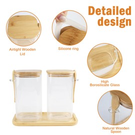 Glass Bath Salt Jars,40oz Bath Salt Container with Scoop and Airtight Lid,Clear Bathroom Salts Cellar Set for Jars with Tray,Labels and white Markers,Bathroom Decor Bathtub Accessories for Women